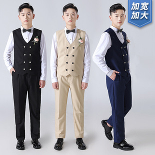 Boys' Plus Size Plus Size Suit, Kidsren's Fat Suit, Vest Suit, Big Kidsren's Host Piano Speech Performance Suit