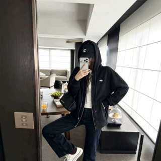 6487纸袋包装加绒开衫女2026冬季韩系外贸百搭显瘦休闲时尚外套女