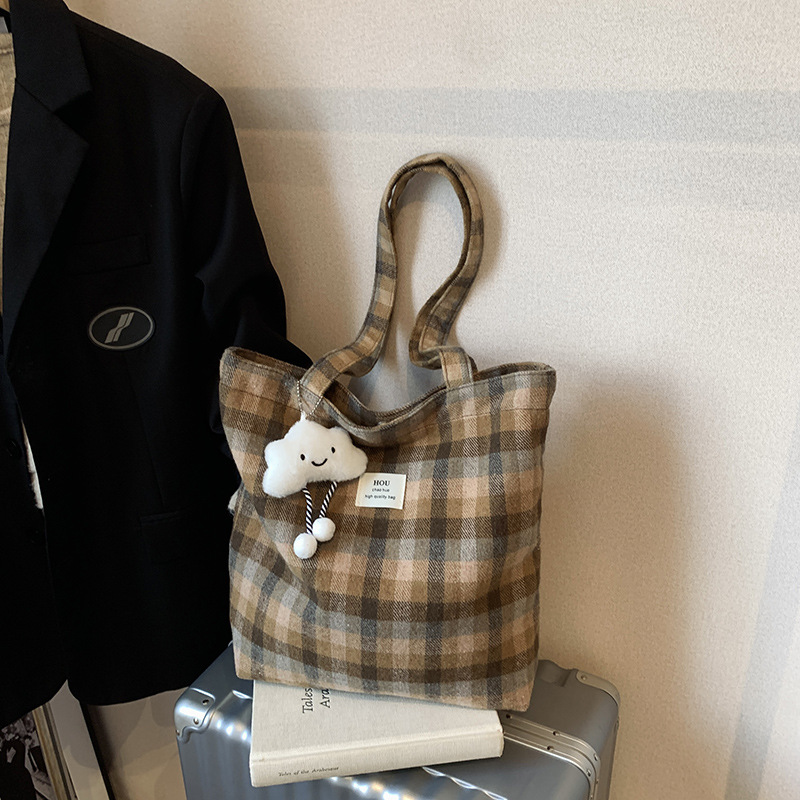 Bolsa de hombro retro coreana de gran capacidad para estudiantes universitarios, bolso de estilo universitario, bolso de estilo artístico, bolso de celosía