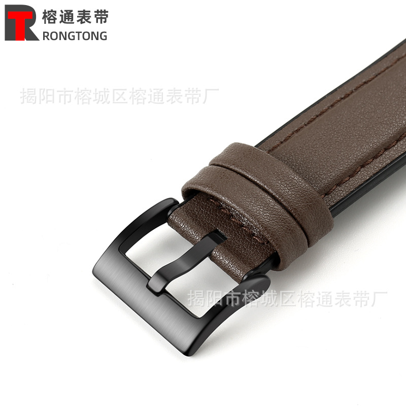 Adecuado para Huawei GT2 Samsung Galaxy suela de goma correa de reloj de cuero correa de muñeca de cuero de microfibra oreja de liberación rápida 20/22mm