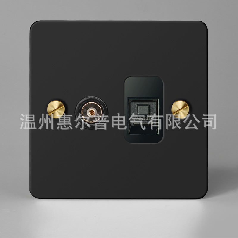 Mounted black retro switch key, light panel stainless steel