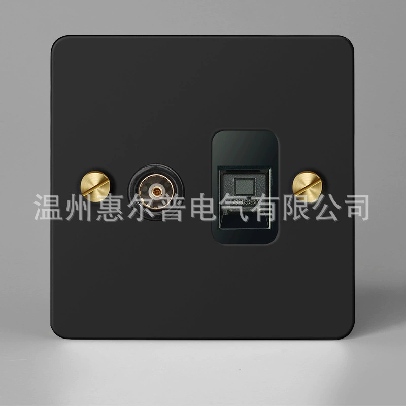 Mounted black retro switch key, light panel stainless steel