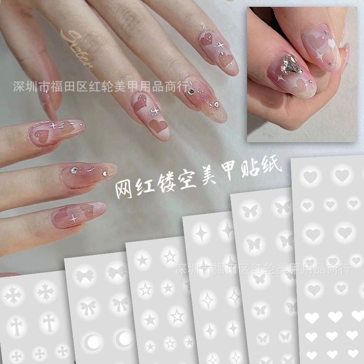 White adhesive fake nails for manicure for nails with bow