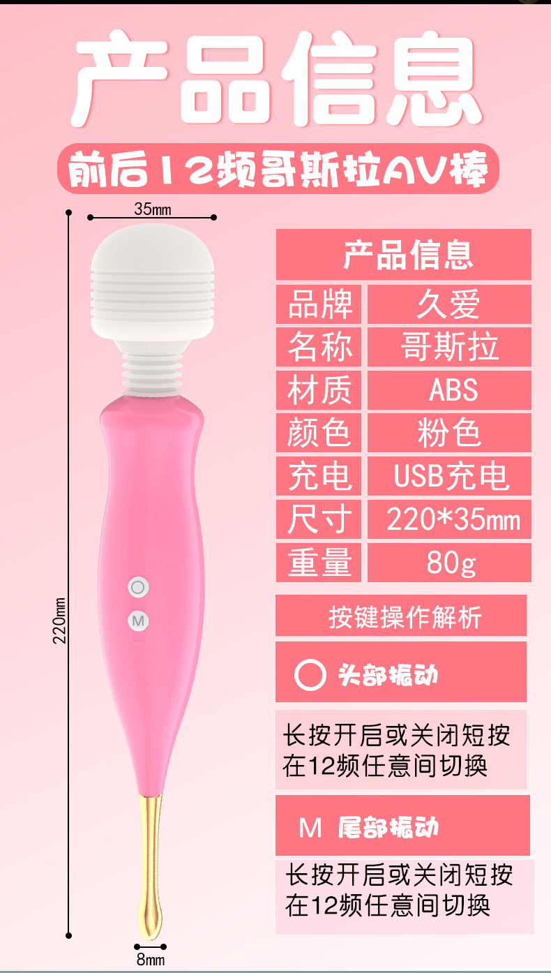 Double-Head Rechargeable Vibrating Massager for Women, Silicone ABS, Quiet 25 dB — detail image 15
