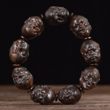 沉贵宝精雕十八罗汉手串沉水香木老料佛珠文玩男女款手链