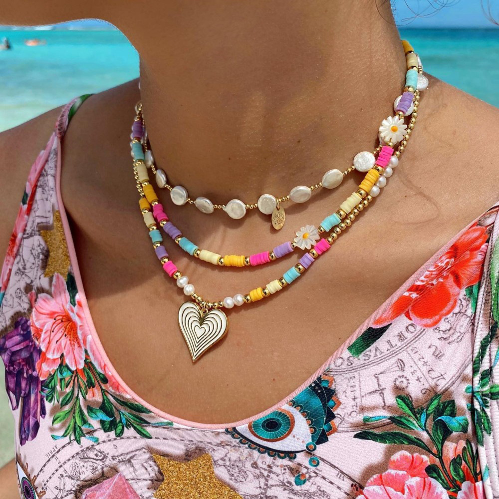 12g Weight Pendant Necklace Classification 1 Piece Quantity Daily Occasion Natural Freshwater Pearl, soft clay Material Heart Shape Pattern Women'S Gender Beaded Design Fashion Style Fashion Heart Shape Natural Freshwater Pearl Soft Clay Beaded Women's Pendant Necklace 无