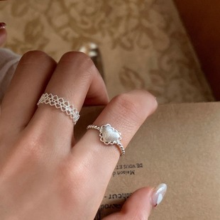 Lace Edge Pure Love silver Ring Light Luxury Niche Advanced Finger Ring Elegant All-match Adjustable Women