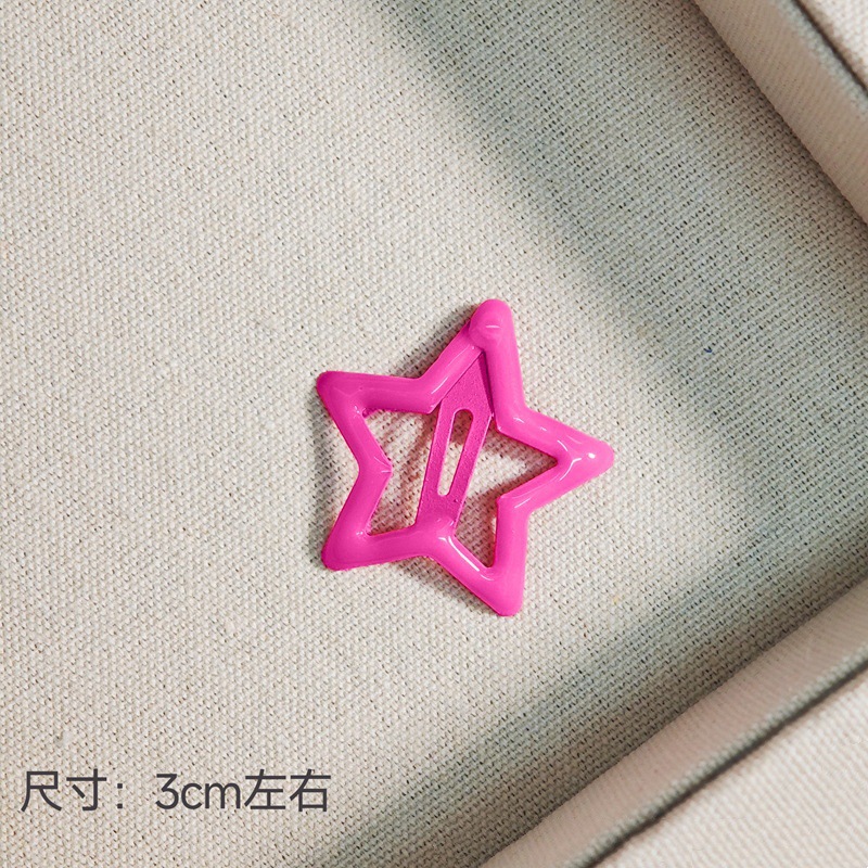 Approximately 3cm star-shaped snap hair clip - rose red