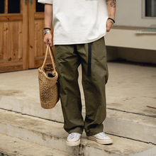 TRS男装|25SS日系Cityboy高密细珠帆调节扣宽松通勤长裤休闲裤男