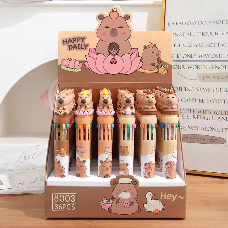 Coreano de dibujos animados lindo mascota colección multi-color pluma linda chica diez colores bolígrafo estudiante diario pluma de color