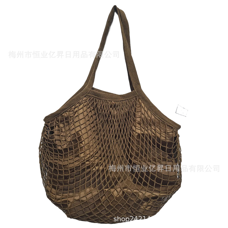 Bolsa de malla de algodón portátil al por mayor Bolsa de compras Supermercado Bolsa de malla de verduras y frutas Bolsa de compras Bolsa tejida hueca