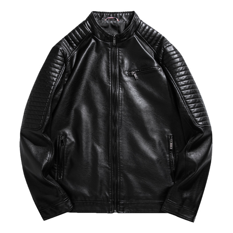 Men's Clothing leather jacket men's coat trendy slim fit stand up collar motorcycle jacket men's tops_voghion.com