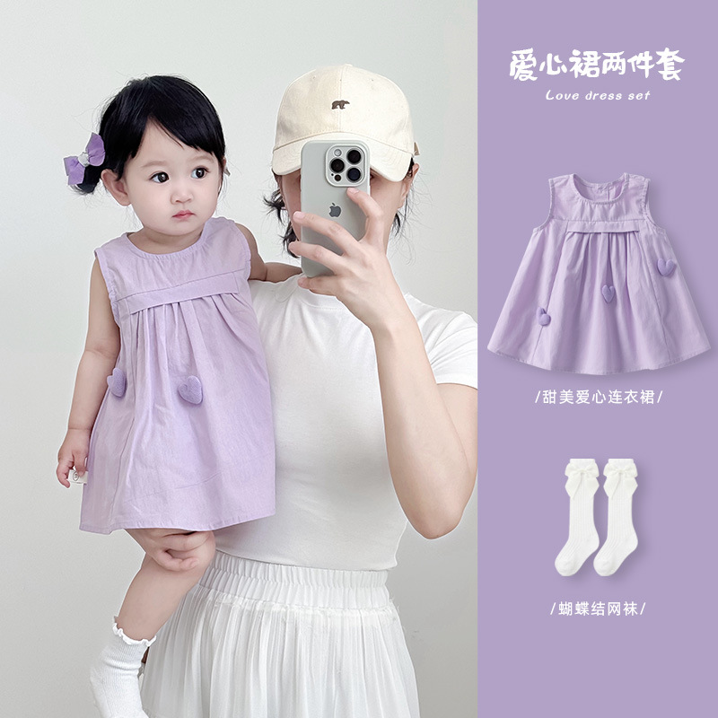 Children's summer thin sleevless dress sleevless girl's