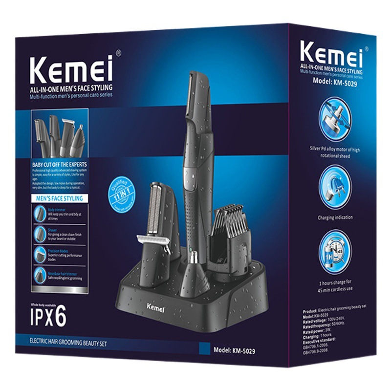 Cortadora de cabello eléctrica Komei KM-5029 de lavado de cuerpo completo afeitado nariz talla de cabello todo en uno traje de corte de pelo doméstico