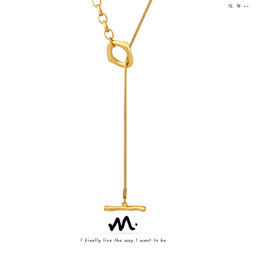 European and American hot selling OT buckle adjustable length chain sweater chain titanium steel plated 18k gold personalized trendy jewelry for women
