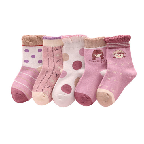 Comfortable four-season children's socks wholesale boys and girls socks cartoon socks medium and large children solid color cotton socks student socks