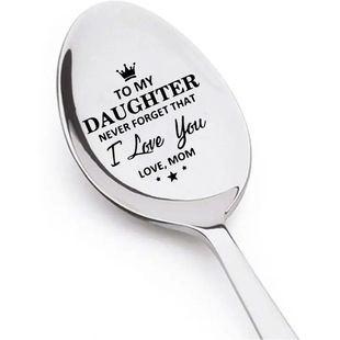 410 Stainless Steel Spoon Ice Cream Spoon Coffee Spoon Laser Engraving Craft Family Love Couple