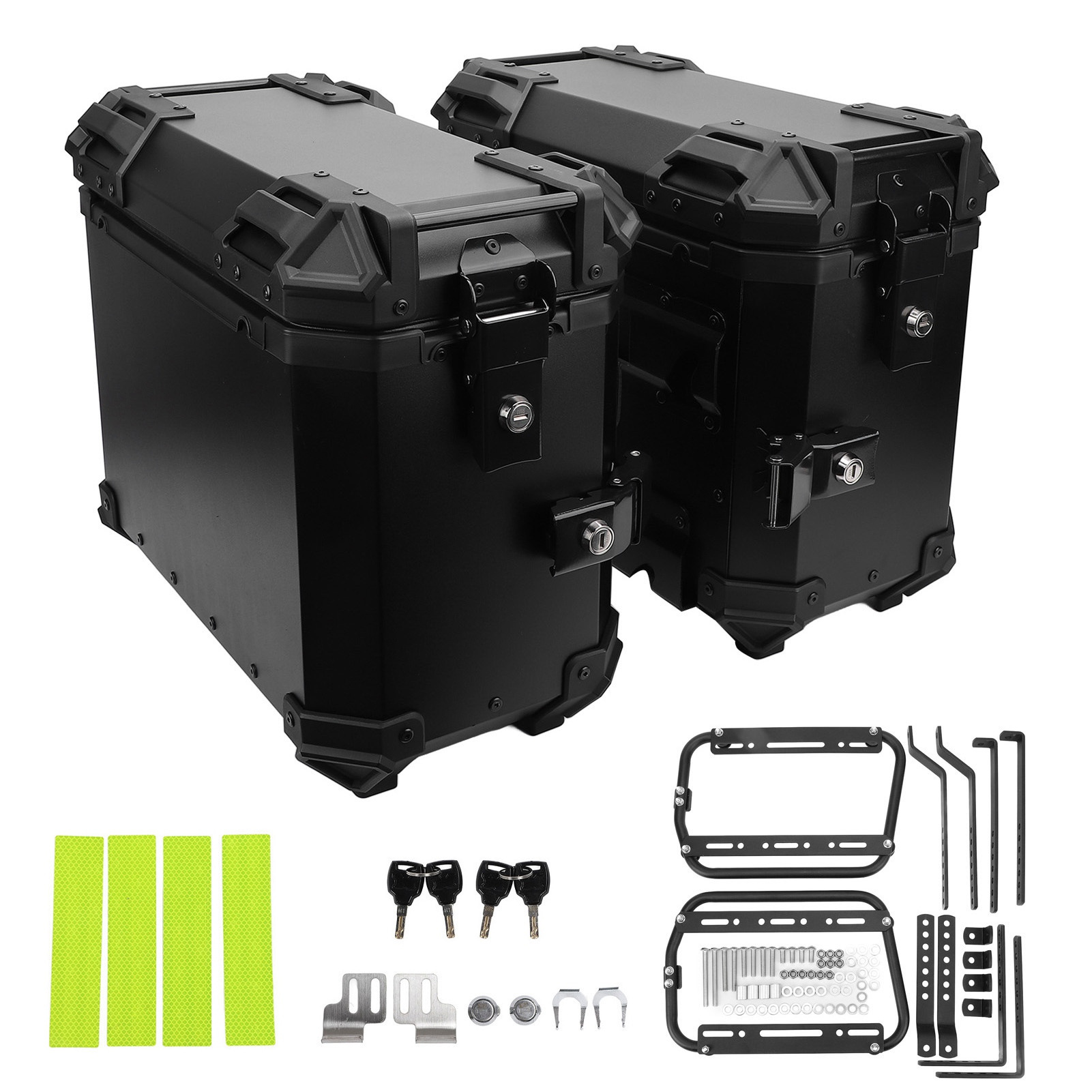 28L/35L Motorcycle Aluminum Alloy Side Box with Large Corner Protection, Waterproof and Anti-Collision, Travel Embossed X-Style Universal Modified Side Box
