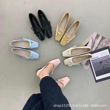 法式糖果色浅口玛丽珍单鞋女平底春新款气质晚晚配裙子豆豆鞋通勤