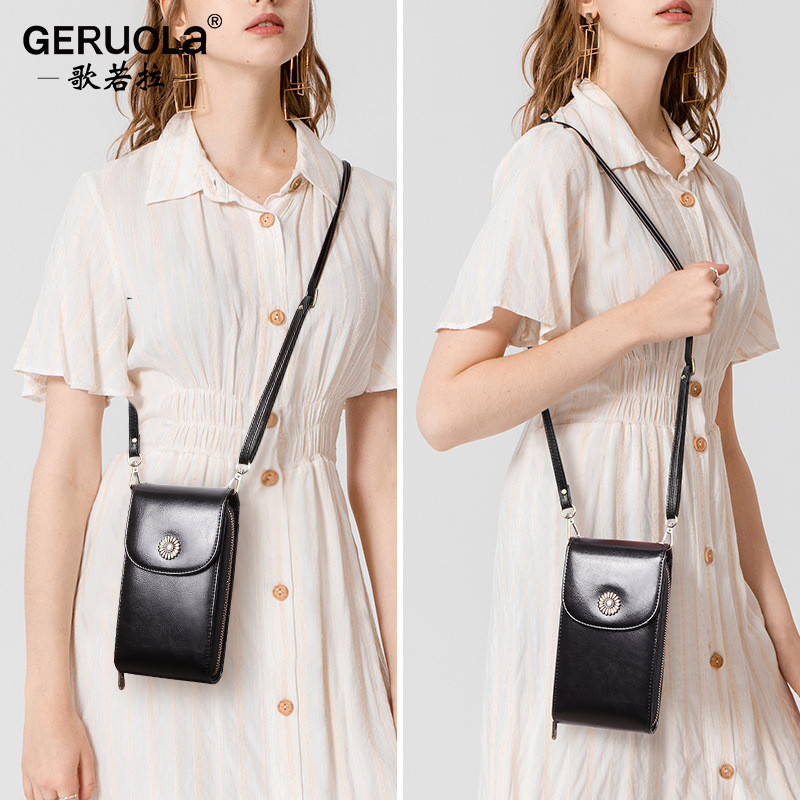 2023 new mobile phone bag for women summer crossbody small bag genuine leather shoulder phone mini vertical mobile phone bag for women