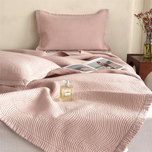 韩式莱赛尔天丝床盖三件套夹棉绗缝夏季凉感垫简约纯色双人厚床单