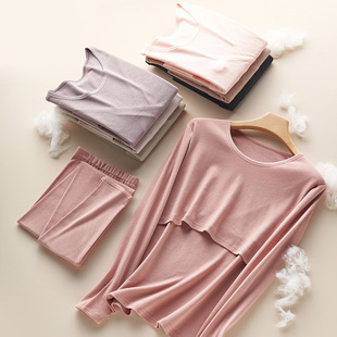 Zhang Yan [top] autumn and winter cotton pregnant mother month clothing round neck pregnant women autumn clothing comfortable elastic pregnancy home clothing