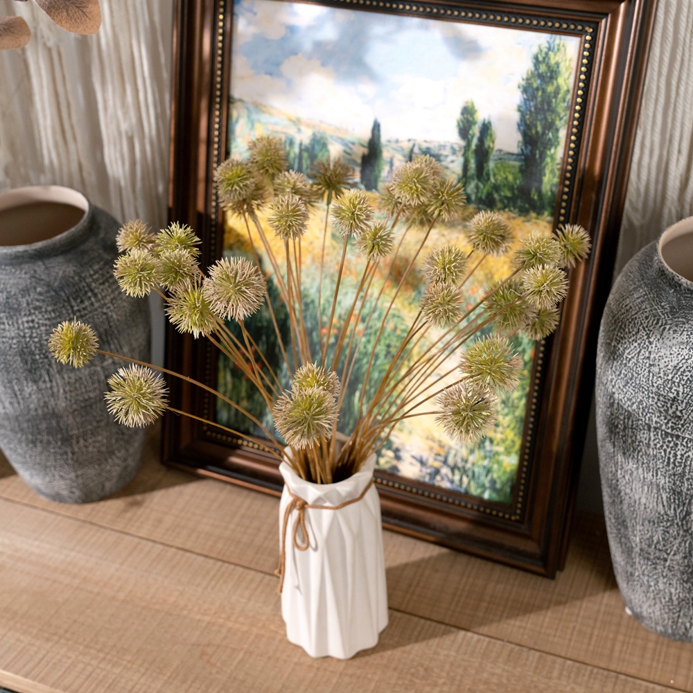 Fake flowers Yingzi 3 headed thistle branch simulated flowers home decor wedding celebration bouquet rose wall cross-border YC1120