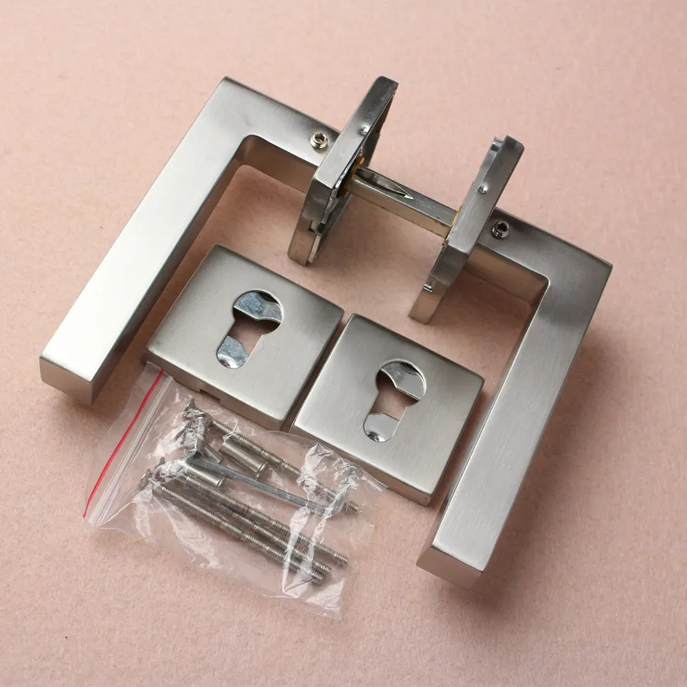 Manija de puerta interior al por mayor accesorios de cerradura de puerta de dormitorio manija de acero inoxidable hogar inodoro manija de puerta de madera