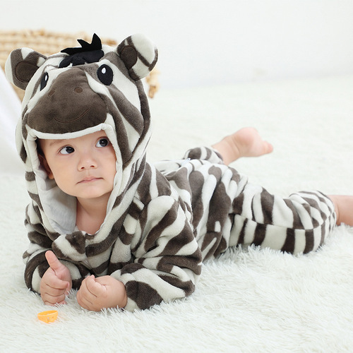 MICHLEY cross-border new infant and toddler harem infant and toddler flannel crawling suit children's cartoon animal one-piece