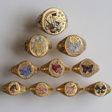 欧美不锈钢时尚流行情人节狮子美人鱼爱心彩绘戒指炉内真空电镀18