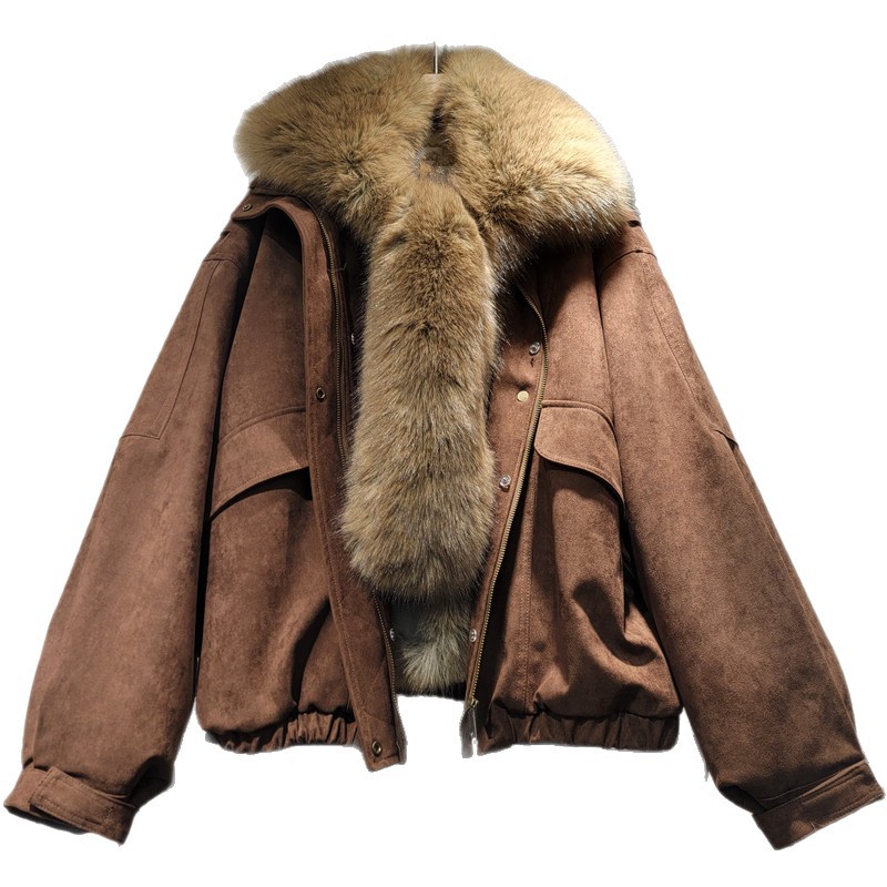 2025 invierno nuevo tipo de pie de cuello de capilla superando la chaqueta de algodón a prueba de viento grueso calentamiento abrigo de cuello de capilla de moda piel