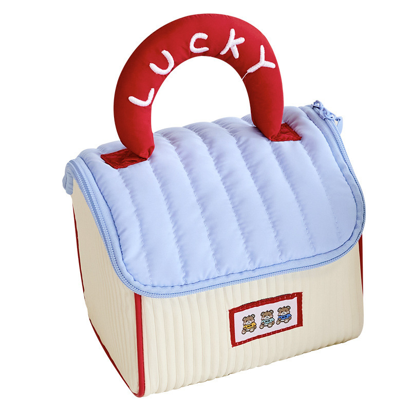 Color de dopamina encantador cartón de dibujos animados casa bolsa de maquillaje portátil bolsa de almacenamiento bolsa de casa portátil bolsa de lavado de gran capacidad