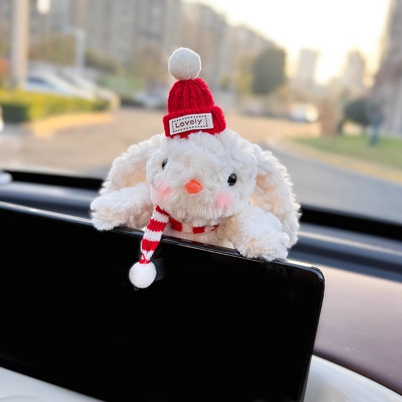 Decoración de coche de conejo Pantalla de control central de coche Muñeca de fiesta Pantalla de visualización Decoración de pantalla Accesorios de coche Muñeca linda mujer