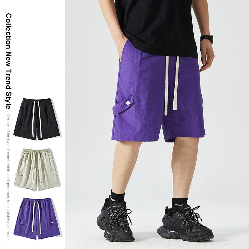 Мужские шорты-карго в американском стиле, новый летний модный бренд, свободный крой, быстросохнущие спортивные шорты, тонкие брюки длиной до колена.