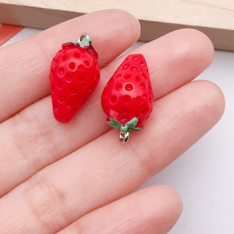 食玩树脂仿真立体水果苹果草莓樱桃辣椒钥匙挂件吊坠DIY饰品配件|undefined