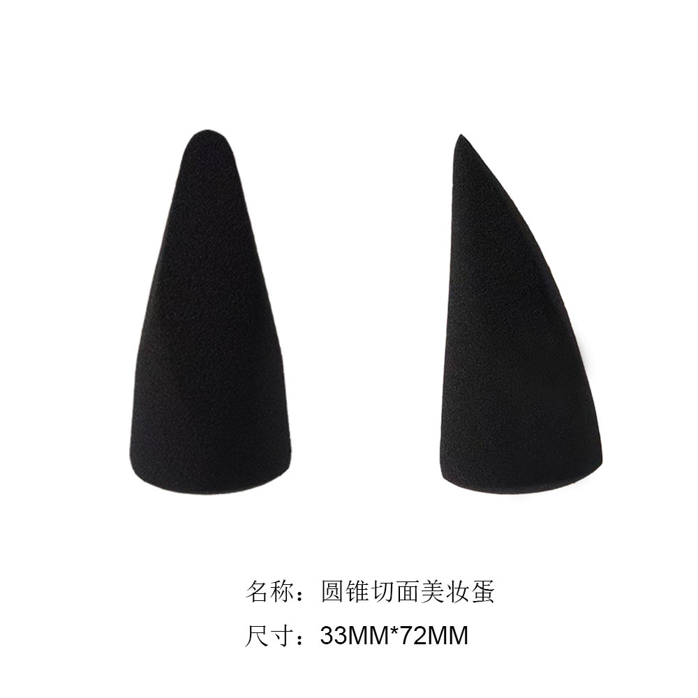 Huevo de maquillaje de belleza, soplo de maquillaje, negro clásico, variedad de formas, maquillaje de forma especial, huevo, herramienta de goteo de corte oblicuo sin látex