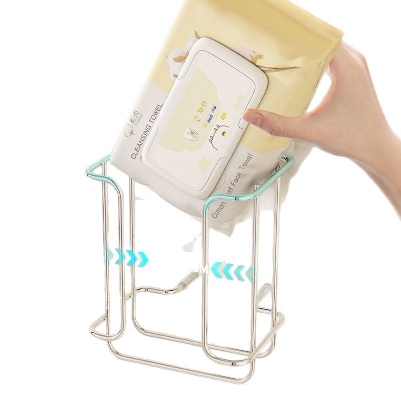 Toallas de papel de baño toallas húmedas rack de almacenamiento de toallas de lavado facial rack de almacenamiento de artículos de baño sin perforación tipo de bombeo de suspensión multifuncional