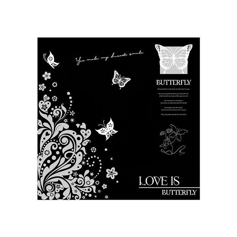 Flor Xinuosa papel mariposa pluma flor papel de embalaje impresión de mariposa película opp regalo diy floristería floral material de flores