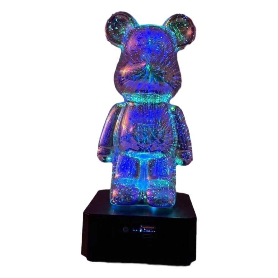 Creativo 3D fuegos artificiales oso colorido luz cambiante hogar Internet celebridad noche luz vidrio efecto tridimensional escritorio decoración adornos