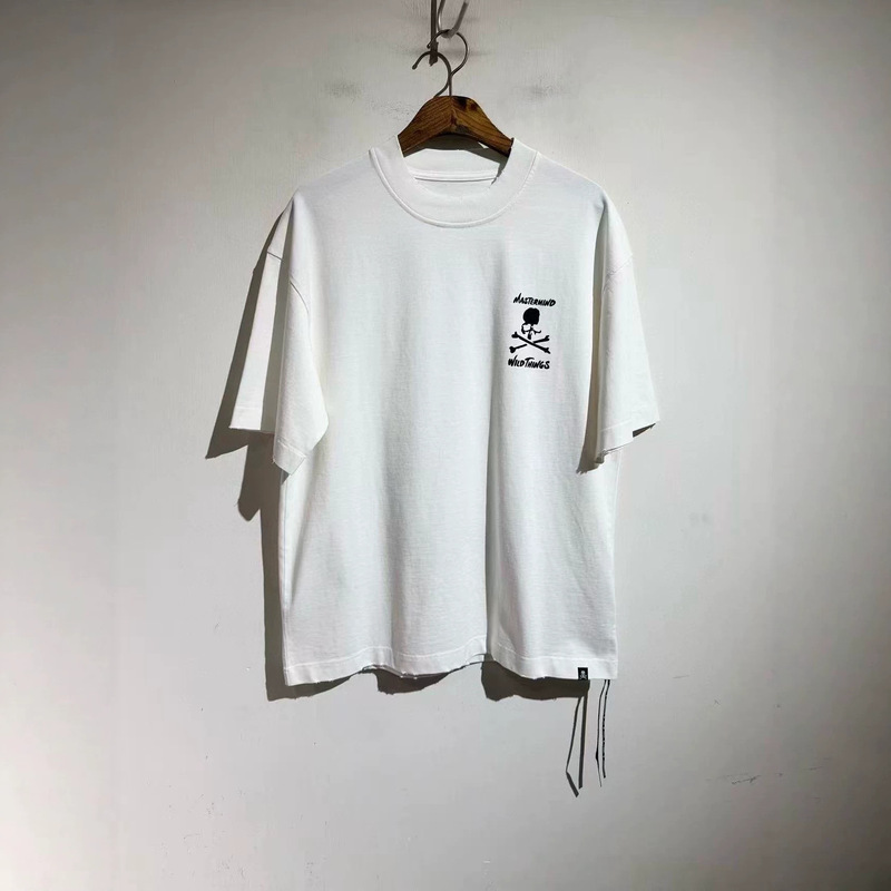 Japanese Street Style 26Ss Dark Skull Foam Print Ripped Round Neck Short Sleeve T-Shirt Loose Fit Trendy Brand Unisex T-Shirt
