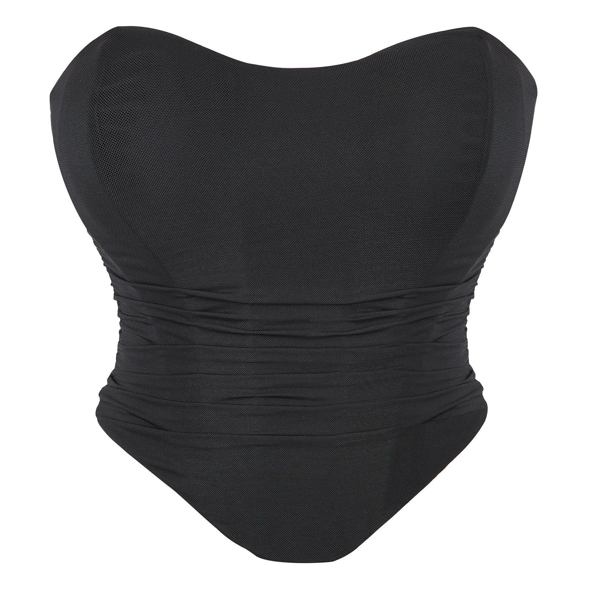 New Style Body Shaping Top Black Breathable Mesh Elastic Tube Top Sexy Top Independent Foreign Trade Cross-Border Goods
