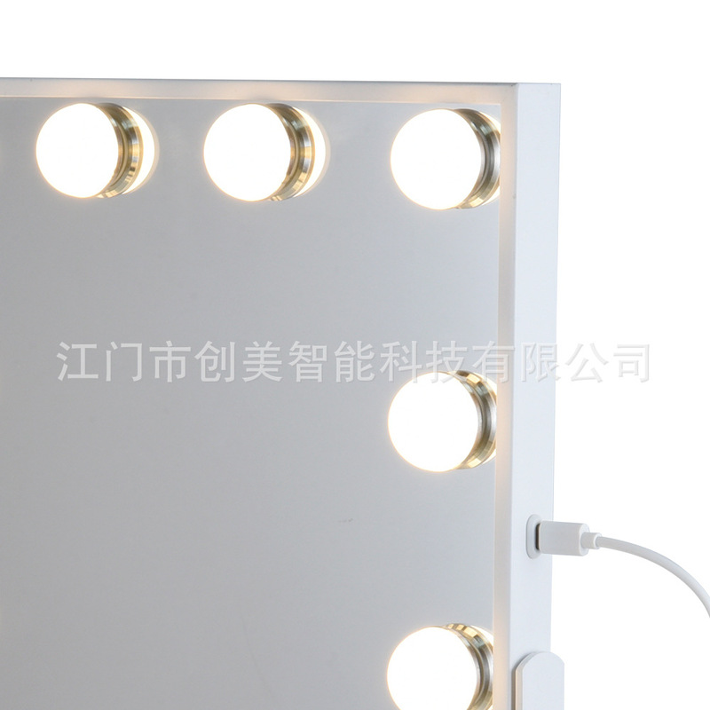 卸売化粧鏡デスクトップ寮デスクトップ鉄回転可能な 12 ライト LED 発光電球ハリウッドメイクアップ|undefined