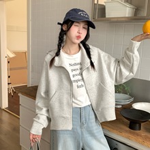 秋季休闲连帽卫衣外套女宽松显瘦2025新款时尚纯色拉链开衫上衣女