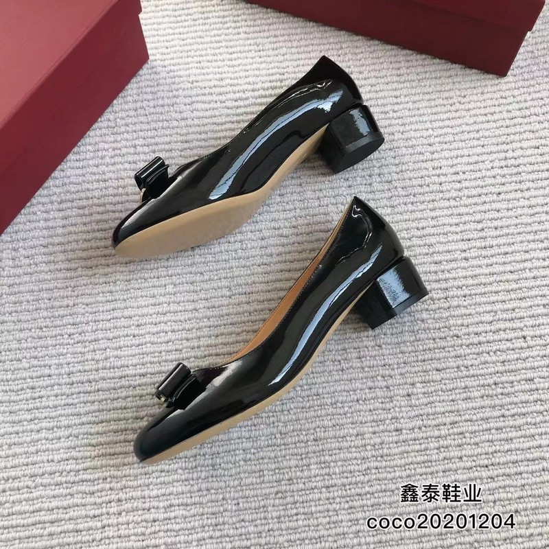 手作りの靴！新しい Feijia リボンシングルシューズパテントレザースクエアヒール SF 婦人靴通勤多用途赤い結婚式の靴女性|undefined