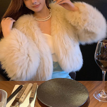 海宁皮草批发高腰显瘦狐狸毛双面编织皮草小个子真毛毛短款外套女