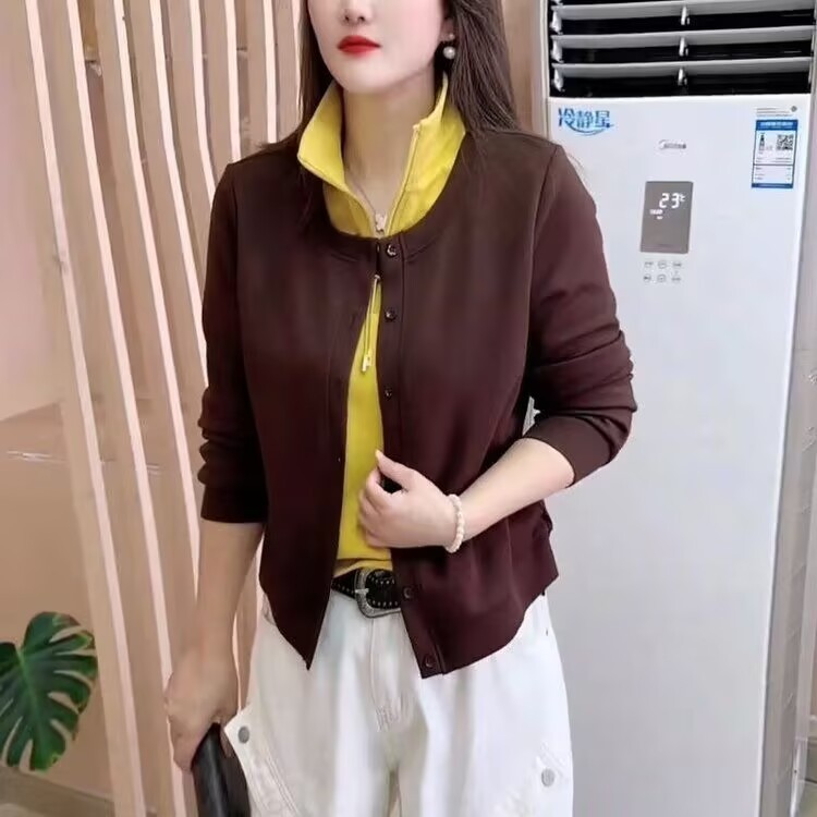 假两件卫衣女士2025新款早秋长袖无帽巨好看的爆款时尚洋气外套|undefined