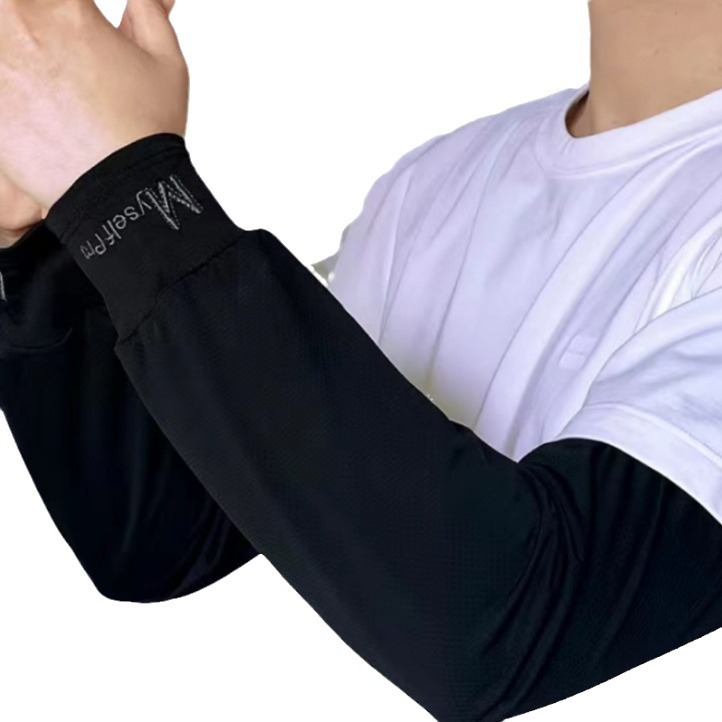 느슨한 큰 판 남자의 여름 태양 보호 수놓은 얼음 소매 UV 보호 유니섹스 얼음 감각 소매 도매