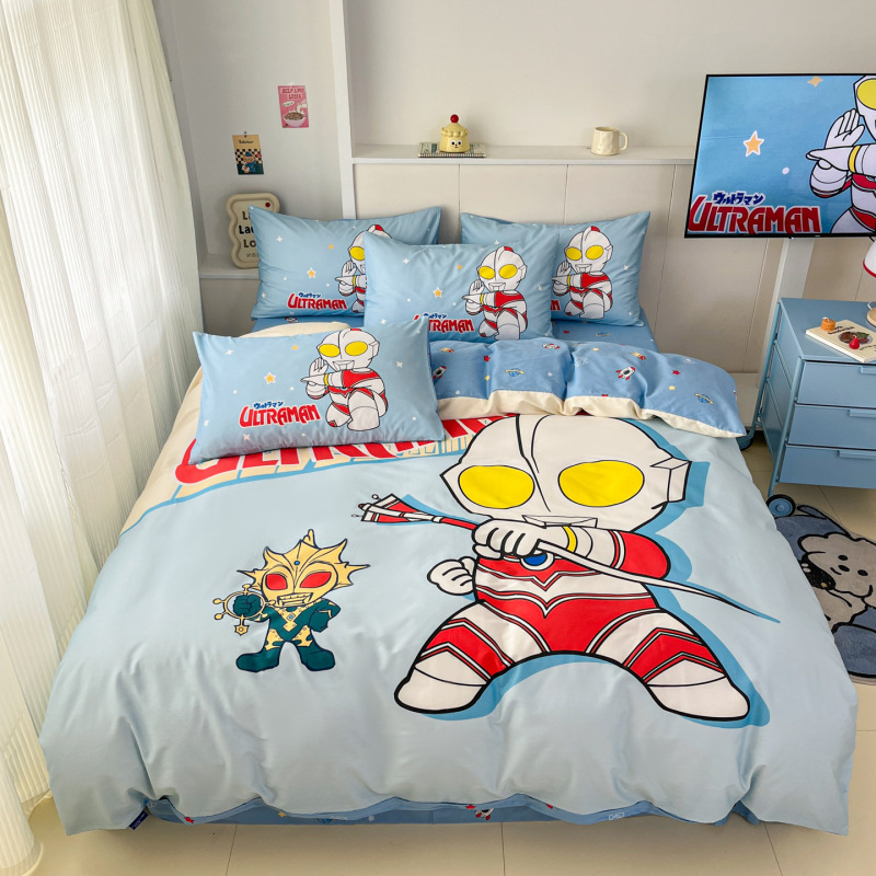 子供用ウルトラマン純綿四点セット男の子綿100% 漫画ベッドカバー三点セット寝具カバー南通|undefined