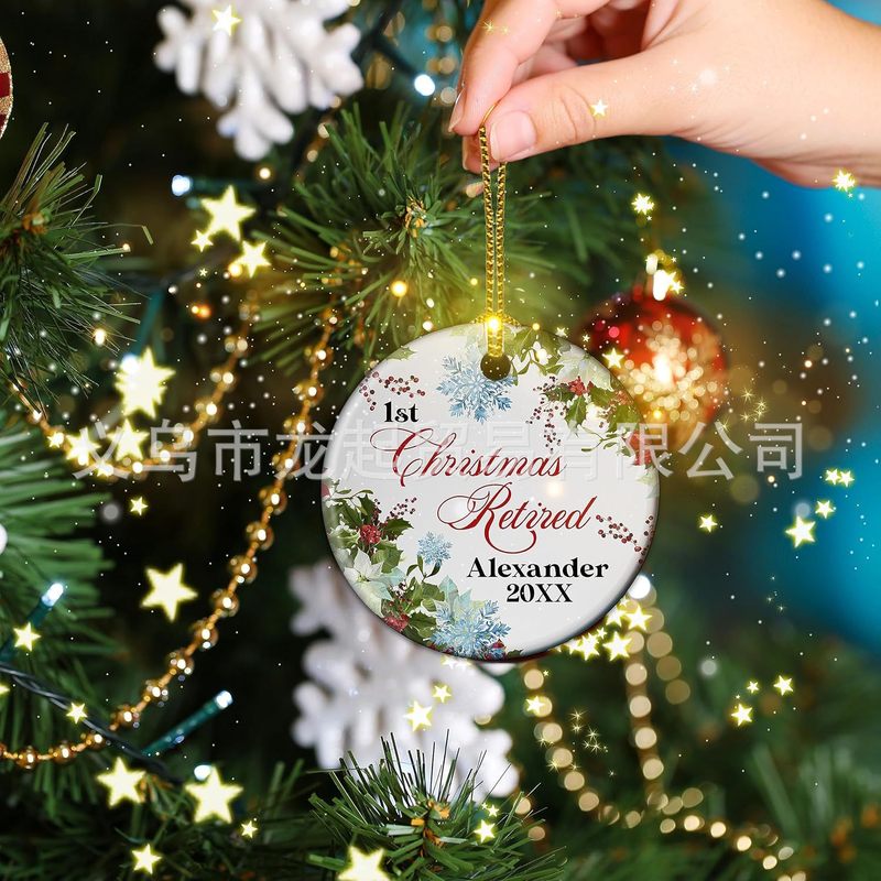 クリスマスの住所装飾品カスタム名前と日付新婚プレゼント掛け輪装飾品陶磁器記念新居|undefined
