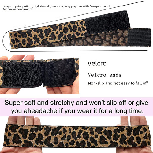 Headband elastic band wig edge fixing band Velcro elastic band leopard print elastic hair band Amazon hair band